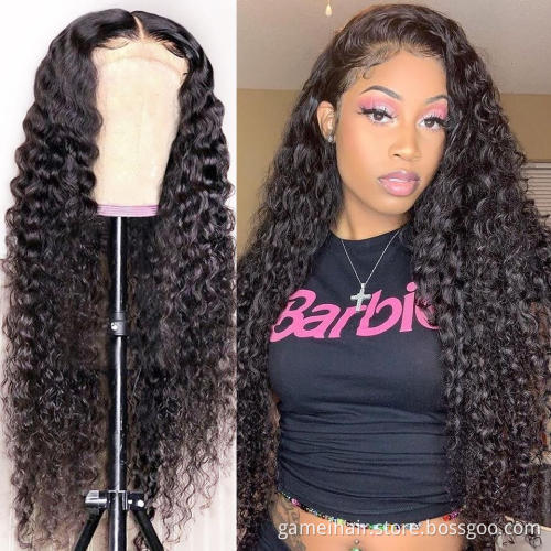 Whloseale Cheap Water Wave Hd Full Lace Front Wig Vonders. Raw Brazilian Virgin Natural Human Hair Transparent Lace Frontal Wig